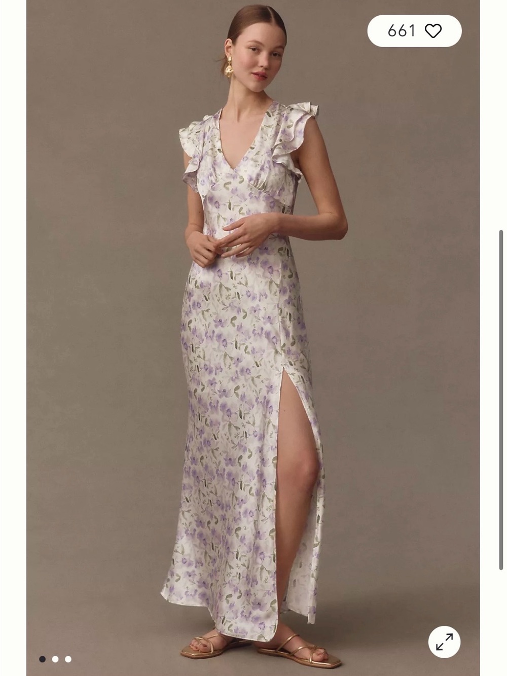 Astr Lavender Floral Maxi Dress with Ruffle Cap Sleeves